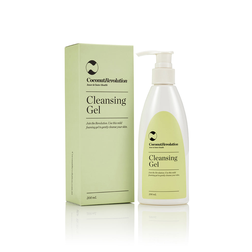 coconut revolution gentle cleansing gel for cleansing of sensitive skin.